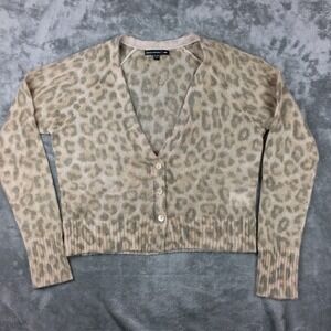 Banana Republic Cardigan Sweater Womens XL Leopard Print Mohair Long Sleeve‎